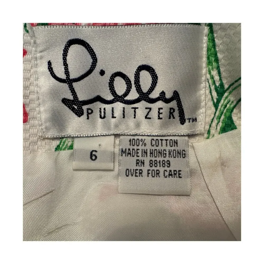 Lilly Pulitzer Daisy Trellis Scalloped Skirt Pink and Green Size 6 - Picture 4 of 8